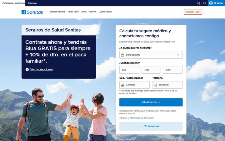 Screenshot of sanitas.es