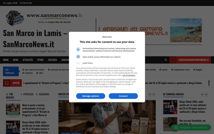 Snímek obrazovky sanmarconews.it