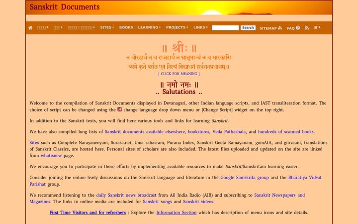 Screenshot of sanskritdocuments.org