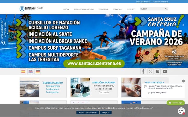Screenshot of santacruzdetenerife.es