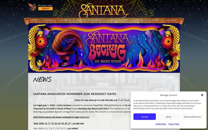 Screenshot of santana.com