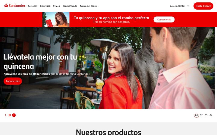 Skærmbillede af santander.com.mx