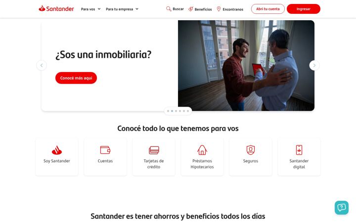 Screenshot of santander.com.uy