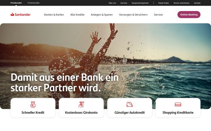 Screenshot of santander.de