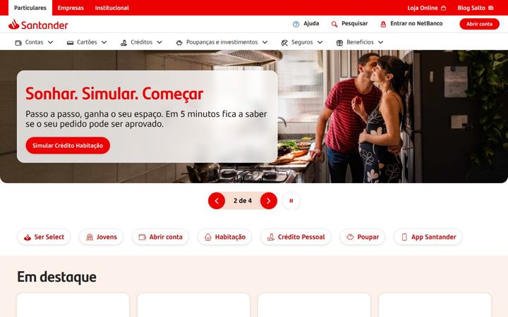 Screenshot of santander.pt