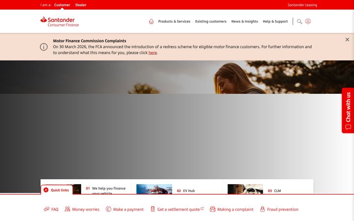 Skærmbillede af santanderconsumer.co.uk