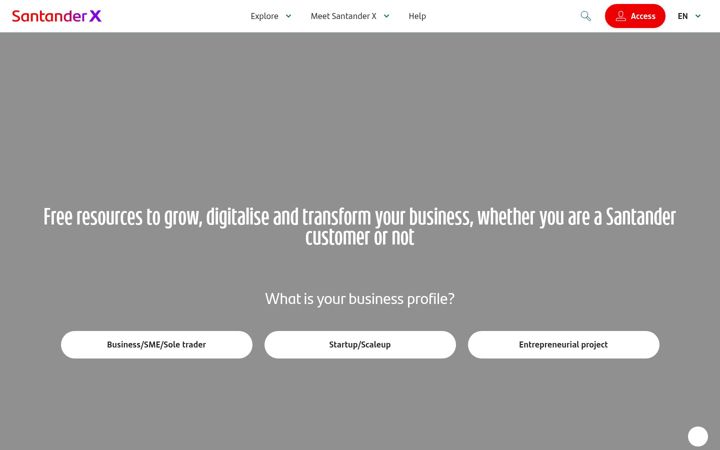 Screenshot di santanderx.com