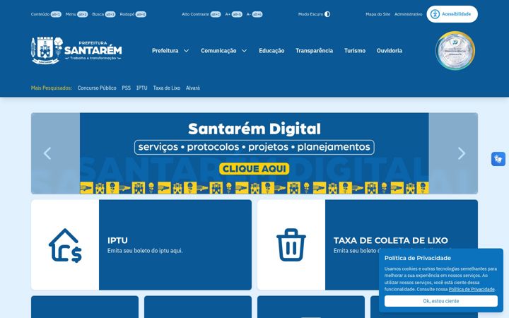 Snímek obrazovky santarem.pa.gov.br