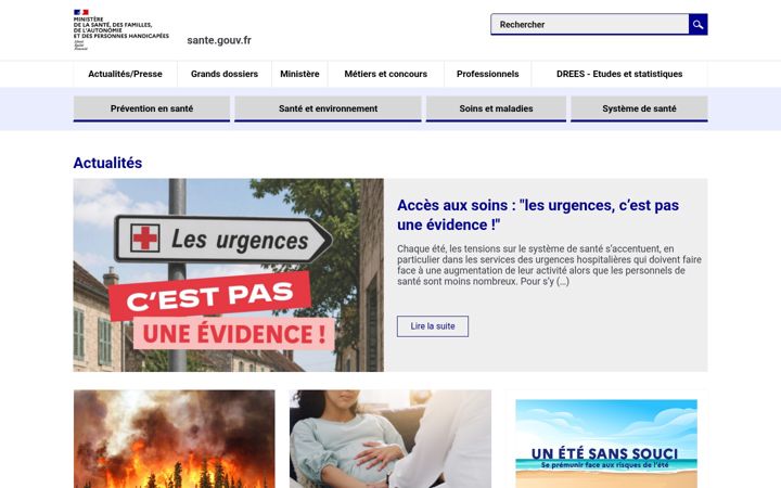 Screenshot of sante.gouv.fr