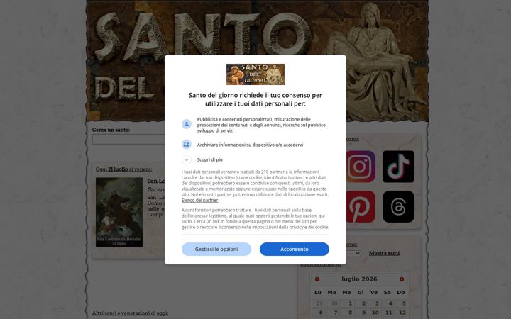 Screenshot of santodelgiorno.it