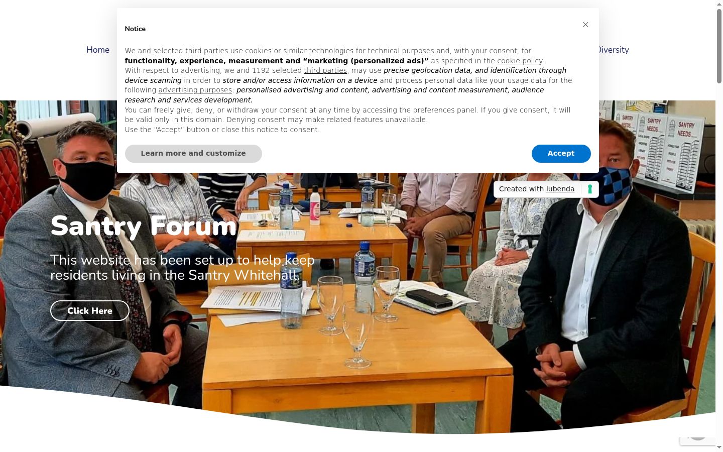 Sutikimo reklamjuostės, rodytos prieš bet kokią sąveiką, ekrano kopija