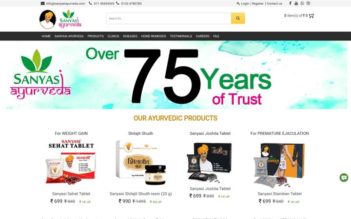 Screenshot of sanyasiayurveda.com
