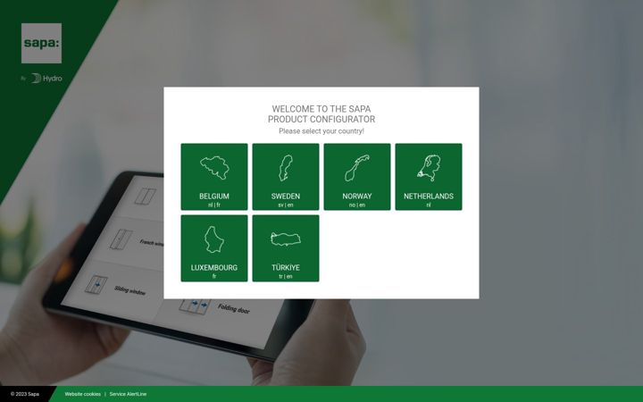 Screenshot of sapaconfigurator.com