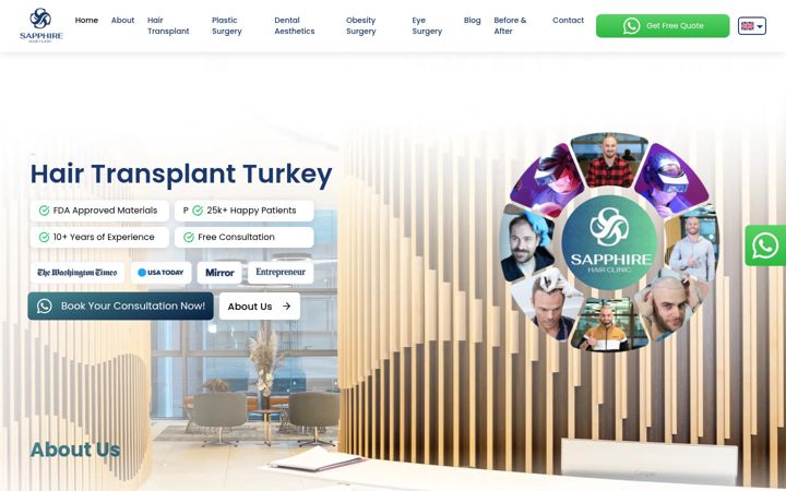 Screenshot of sapphirehairclinic.com