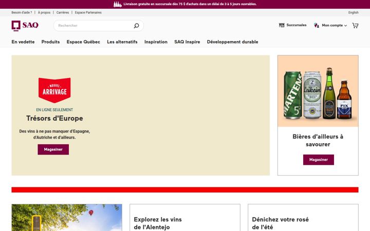 Screenshot of saq.com