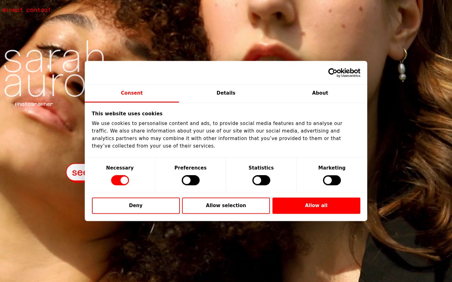 Screenshot del banner di consenso mostrato prima di qualsiasi interazione