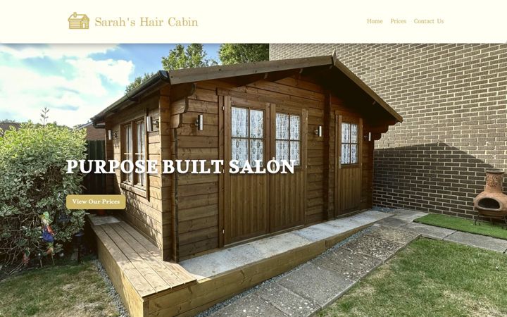 Screenshot di sarahshaircabin.com