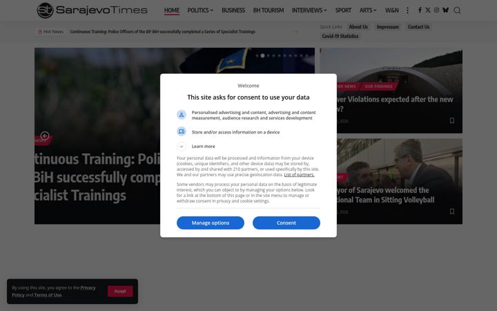 Screenshot of sarajevotimes.com