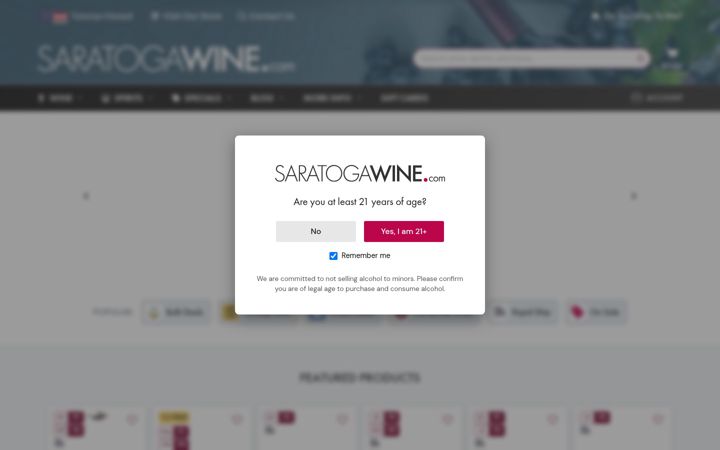 Screenshot of saratogawine.com
