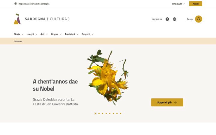 Screenshot of sardegnacultura.it