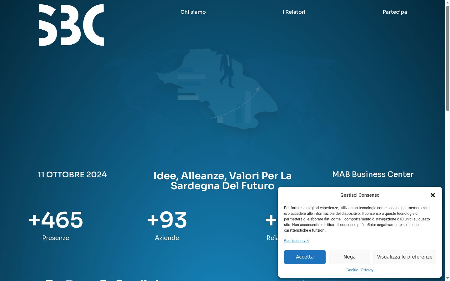 Screenshot del banner di consenso mostrato prima di qualsiasi interazione