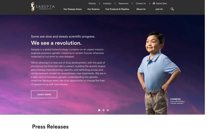 Screenshot of sarepta.com
