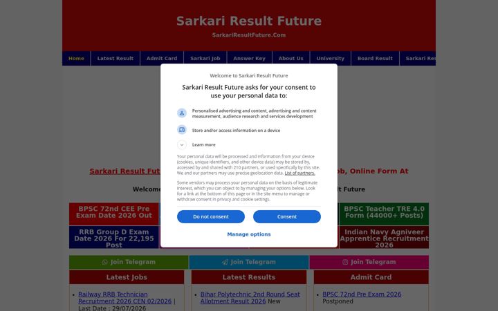 Screenshot of sarkariresultfuture.com