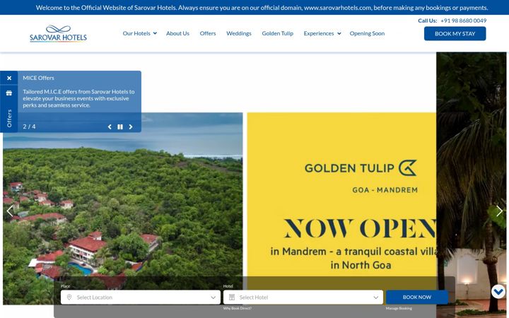 Screenshot von sarovarhotels.com