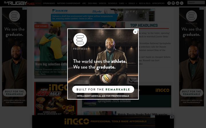 Screenshot of sarugbymag.co.za