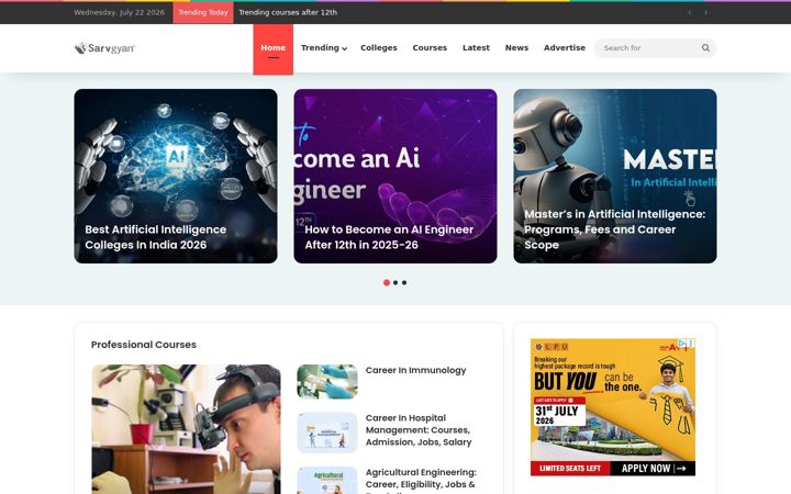 Screenshot of sarvgyan.com