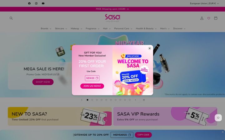 Screenshot of sasa.com