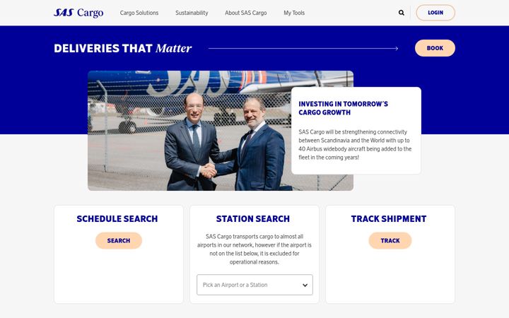 Screenshot of sascargo.com