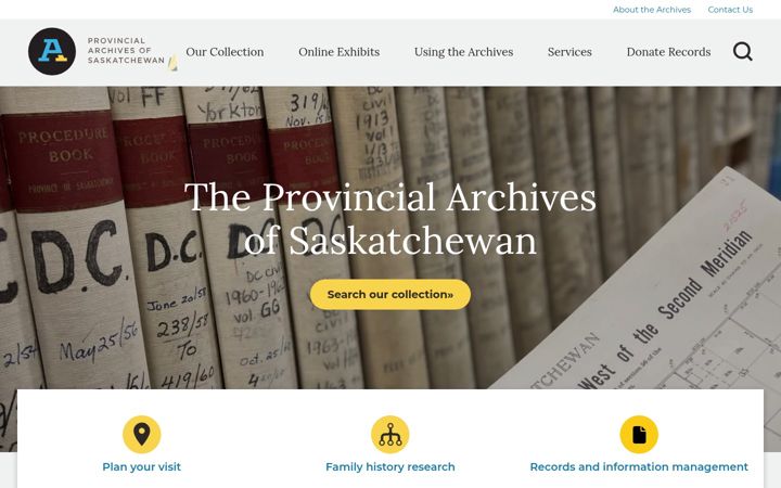 Screenshot of saskarchives.com