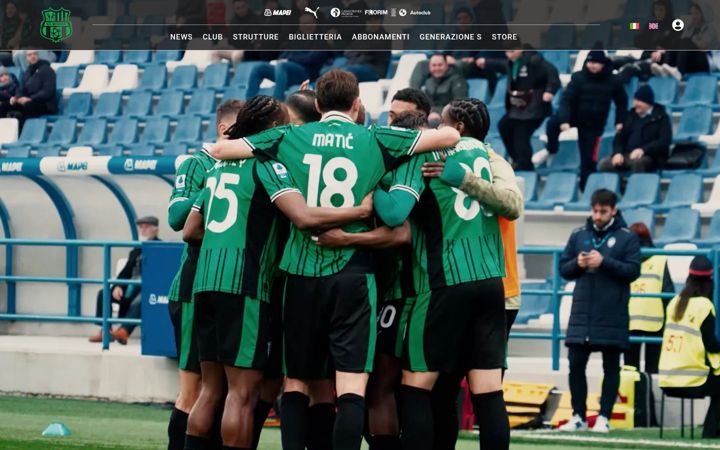 Captură de ecran a sassuolocalcio.it