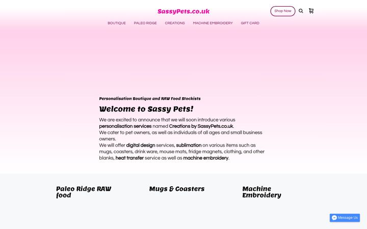 Screenshot of sassypets.co.uk