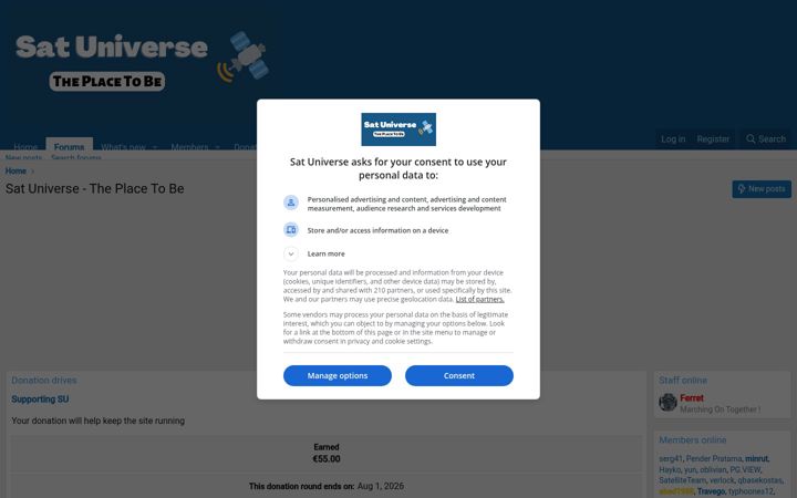 Kuvakaappaus sivustosta sat-universe.com