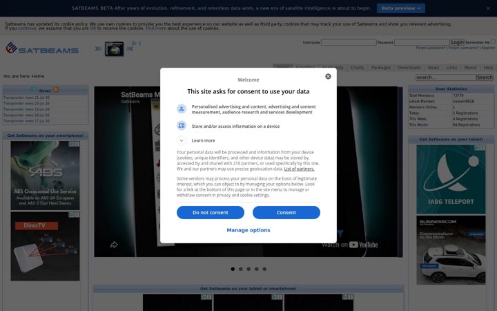 Screenshot of satbeams.com