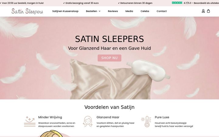 Skärmbild av satinsleepers.nl
