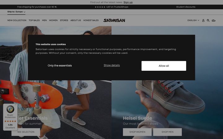 Skærmbillede af satorisan.com
