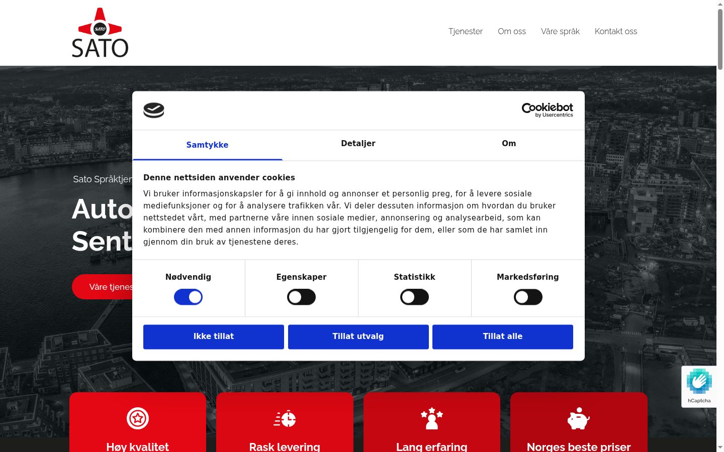 Captura de pantalla del banner de consentimiento mostrado antes de cualquier interacción