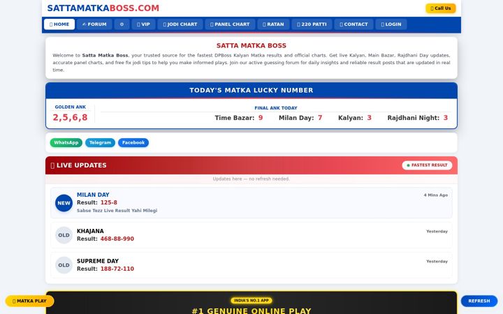 Screenshot of sattamatkaboss.com
