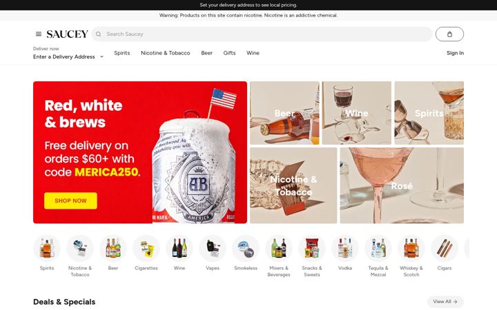 Screenshot of saucey.com