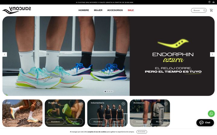 Screenshot of saucony.com.ar