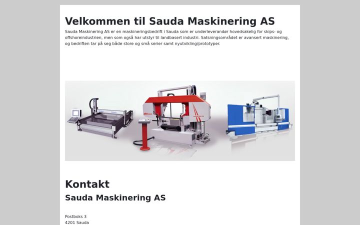 Screenshot of saudamaskinering.no