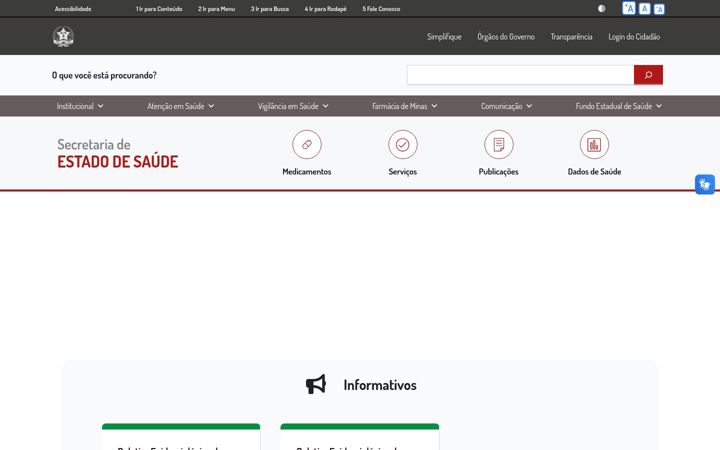Screenshot of saude.mg.gov.br