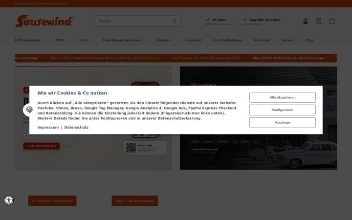 Screenshot of sausewind-shop.com