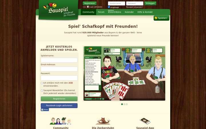 Screenshot of sauspiel.de