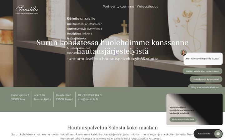 Skjermbilde av saustila.fi