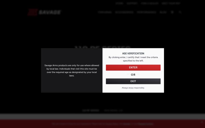 Snímek obrazovky savagearms.com