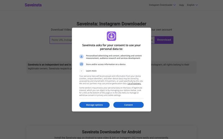 Screenshot di saveinsta.to